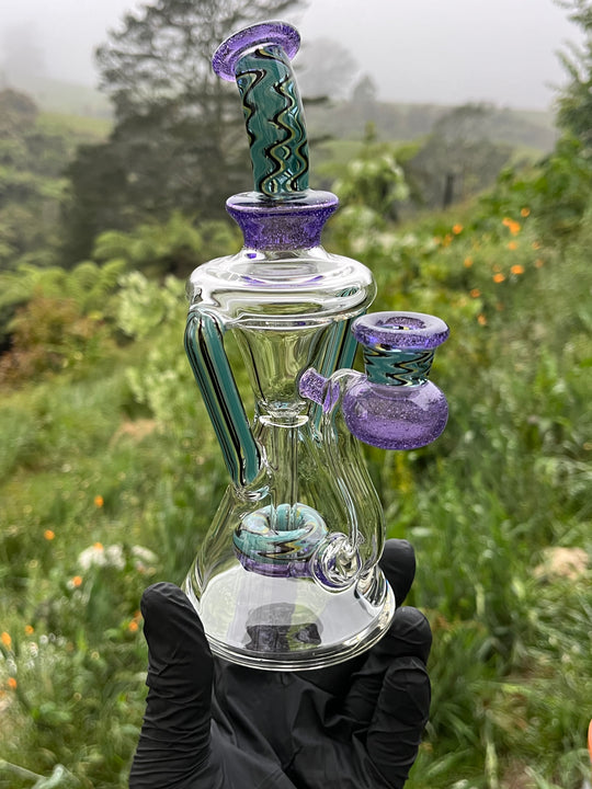 Uzzi Glass Wigwag Donut Recycler - Purple Lollipop/Blueberry