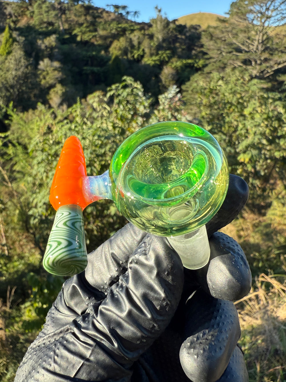Waffle Glass Slide - Carrot Handle