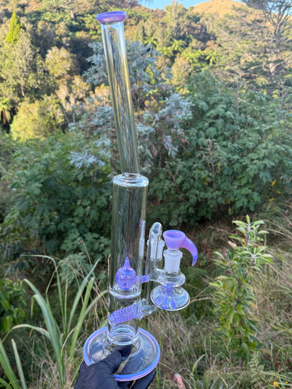 Uzzi Glass Stemline To Imperial Bent Neck Tube - Pink Slyme