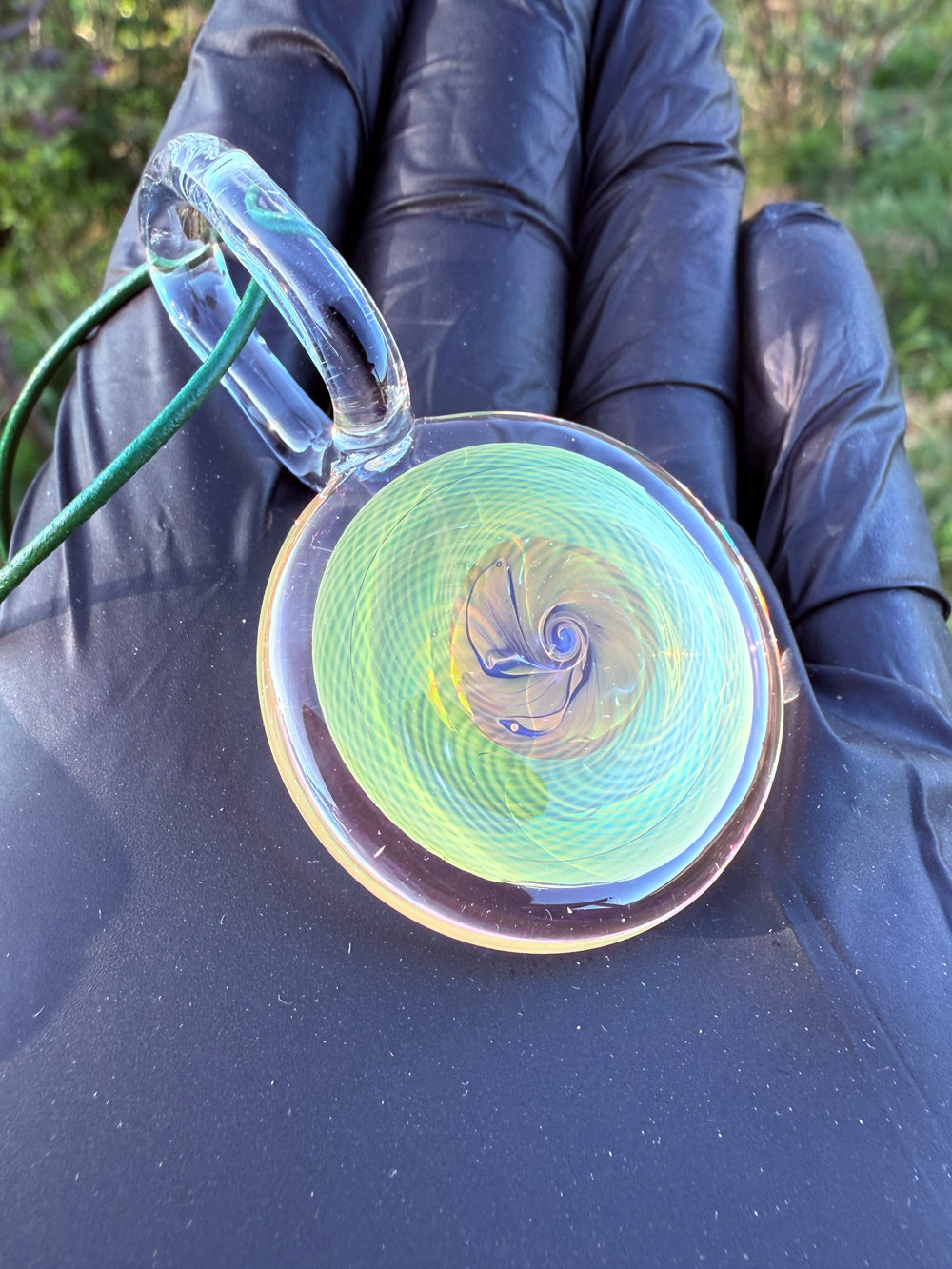 Jims Glass Blowing Fumicello Pendant - Gold/Silver Fumed