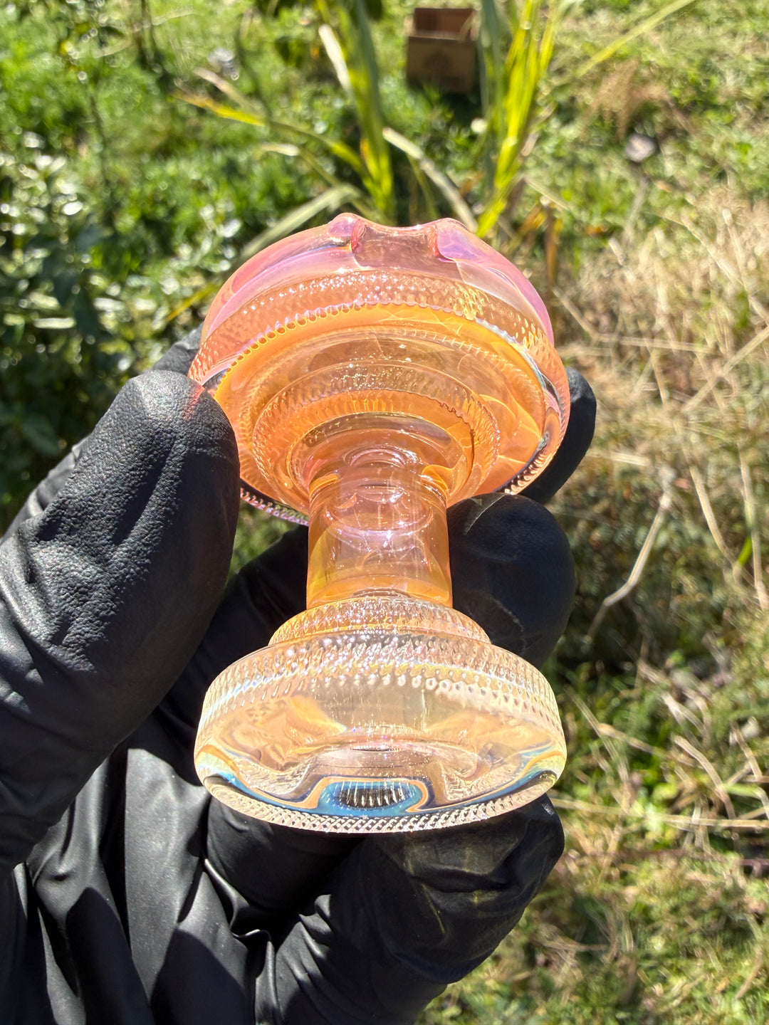 Yeti Glass Puffco Peak Dry Top/Joystick Set - Gold Fumed #1