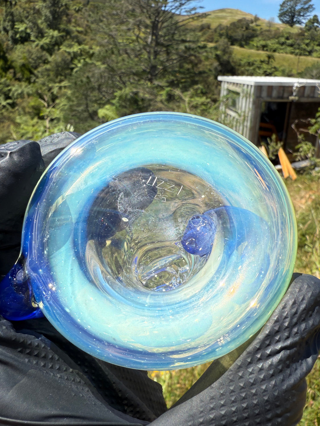 Uzzi Glass Mine Swiss Dumper - Blue Cheese/Silver Fumed