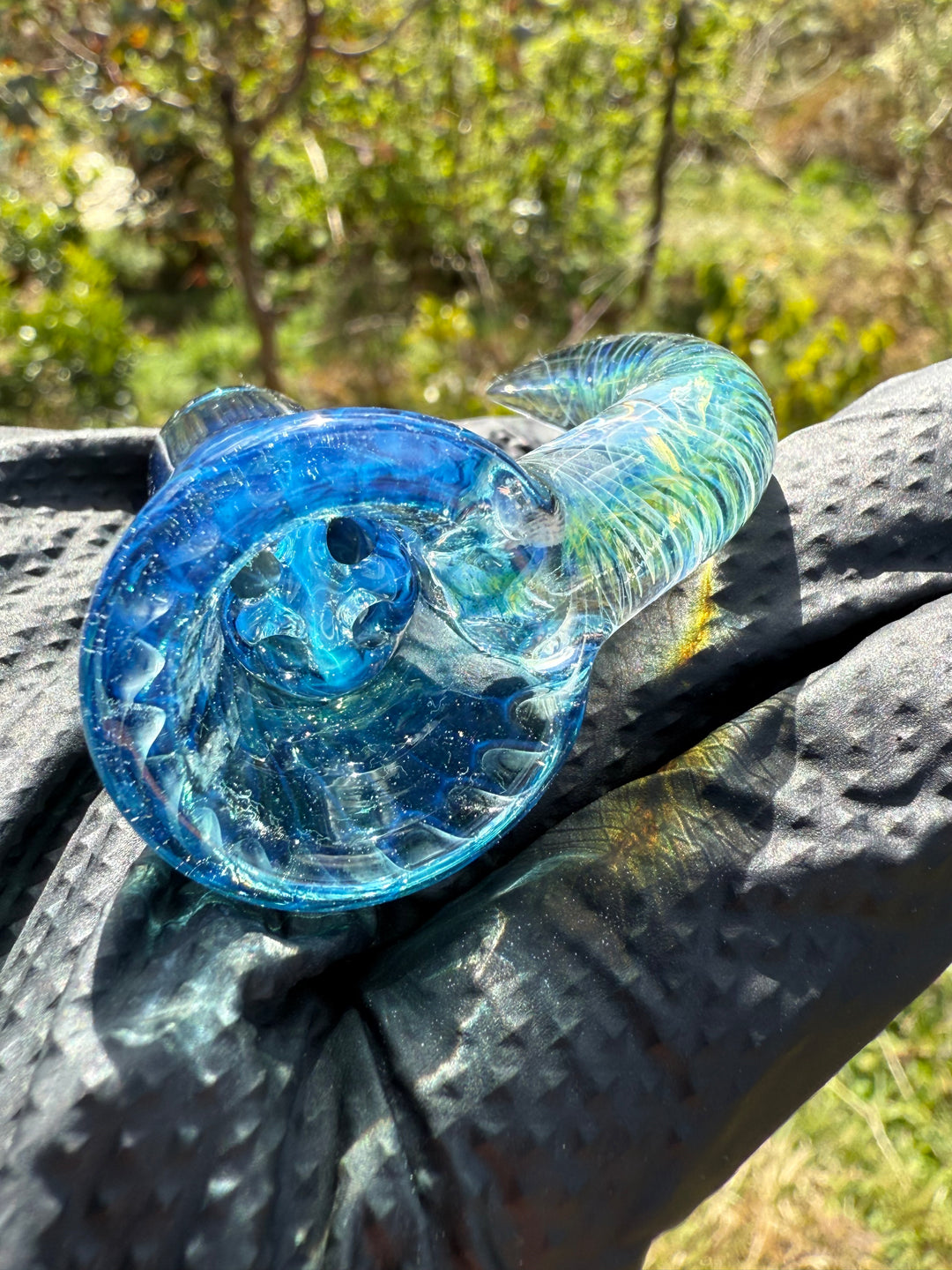 Polar Glass 18mm Fully Worked Slide Spiral Horn - Metaterrainia/Heavy Blue Stardust