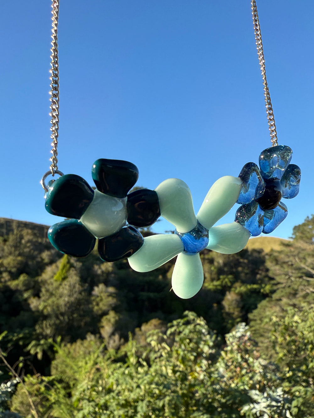 Waffle Glass Necklace - Flowers