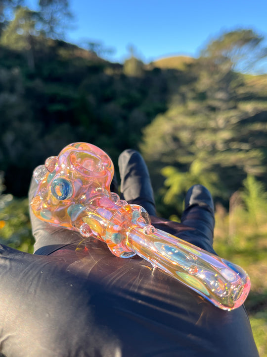 Jargo Glass Harlequin Hammer - Gold Fume/Coloured Dots