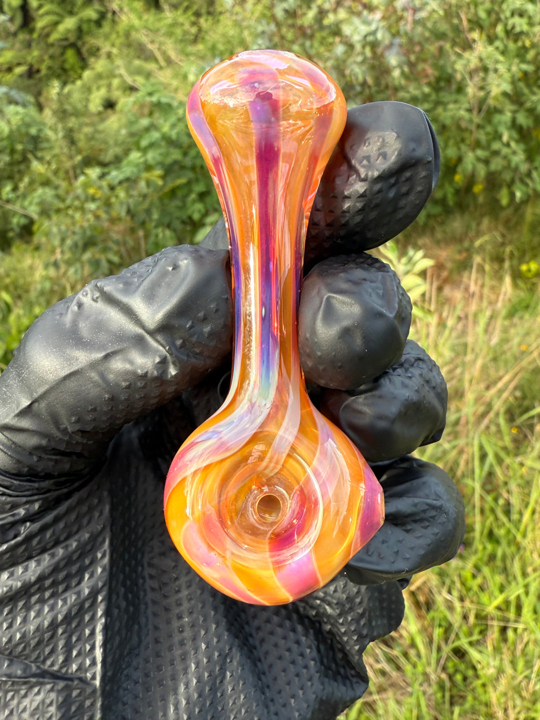 The Glass Bandit Spoon - Amber Purple/Silver Fumed