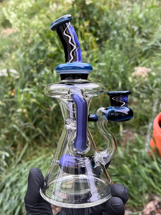 Uzzi Glass Wigwag Donut Recycler - Fade To Black/Purple Mountains