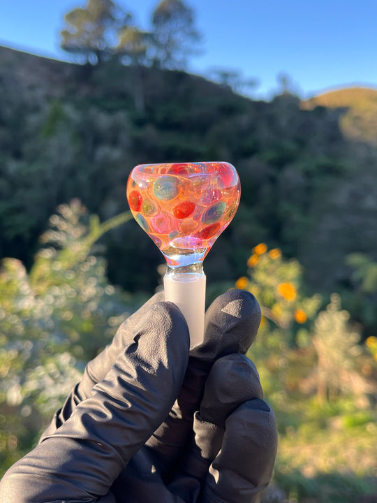 Jargo Glass Harlequin Slide - Gold Fume/Coloured Dots