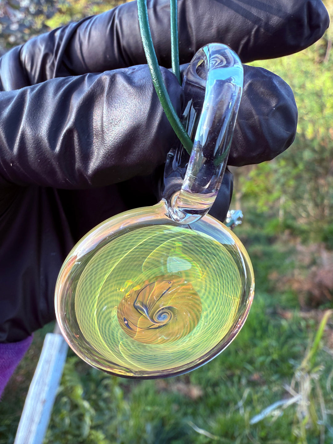 Jims Glass Blowing Fumicello Pendant - Gold/Silver Fumed