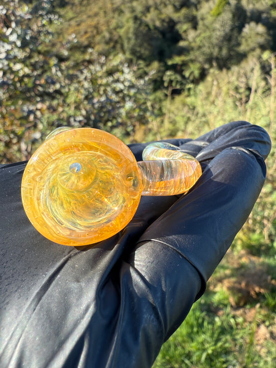 Jims Glass Blowing 18mm Chaos Horned Slide - Silver Fumed