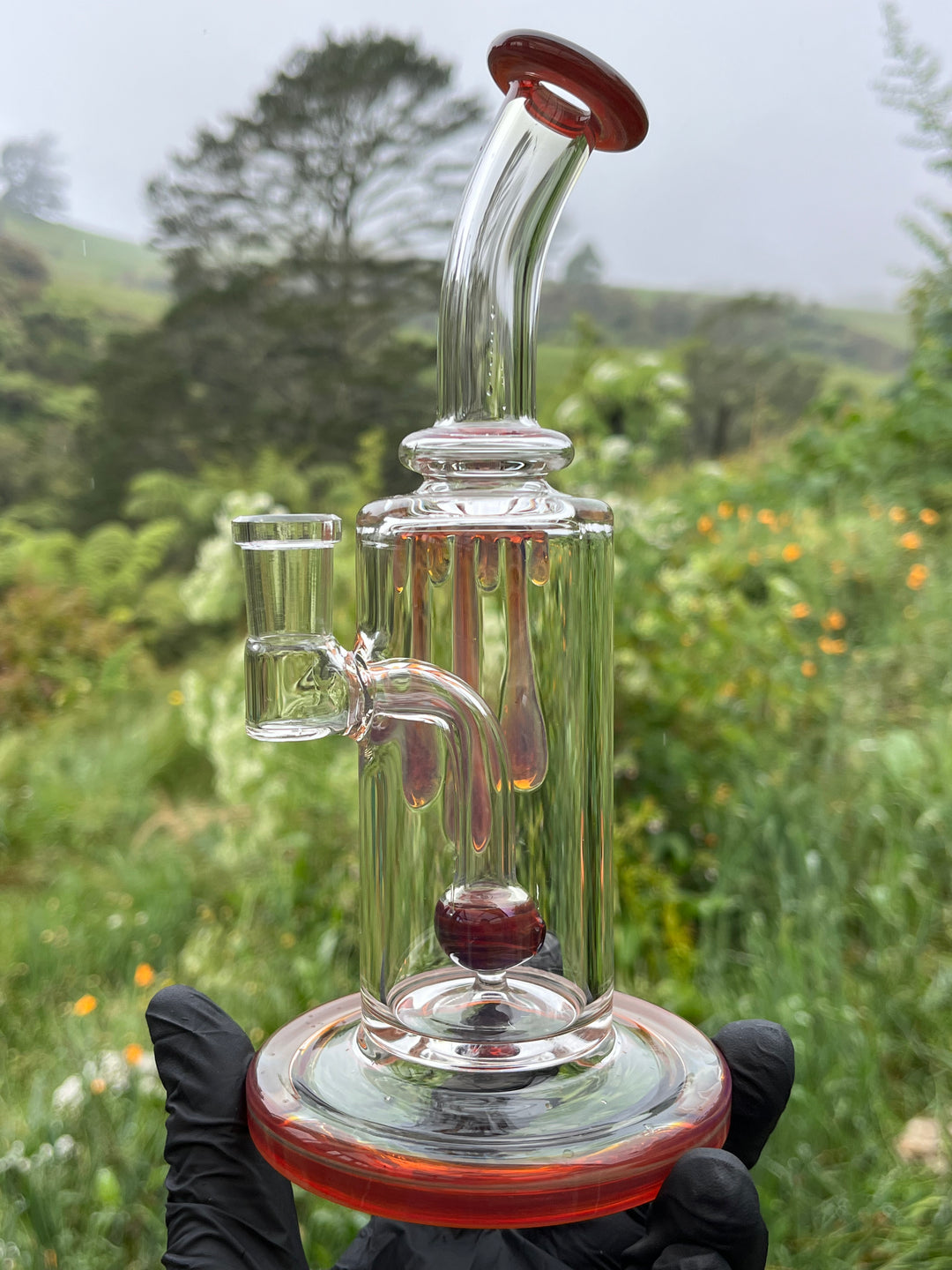 Uzzi Glass Drip Jammer Two Hole Perc - Amber Purple