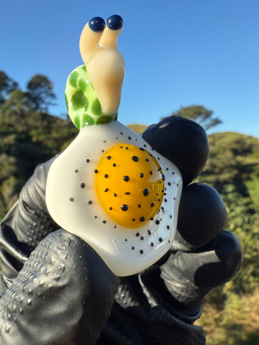 Waffle Glass Pendant - Snail On Egg