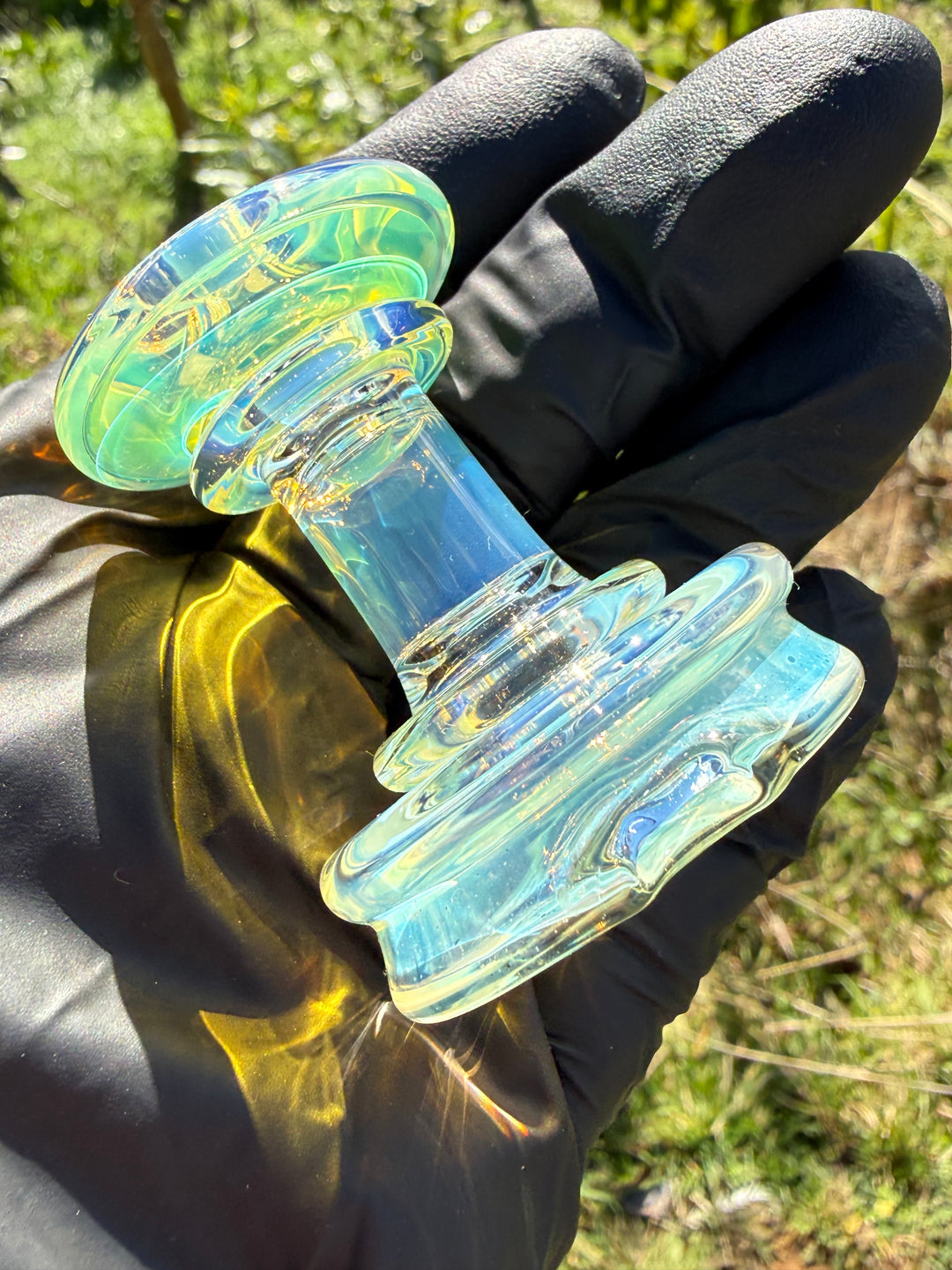 Yeti Glass Puffco Peak Dry Top/Joystick Set - Silver Fumed #1