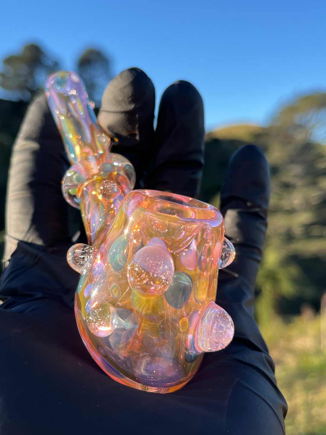 Jargo Glass Harlequin Hammer - Gold Fume/Coloured Dots