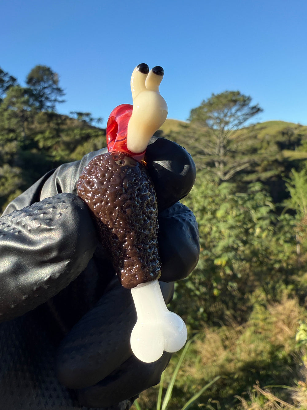 Waffle Glass Pendant - Snail On Drumstick