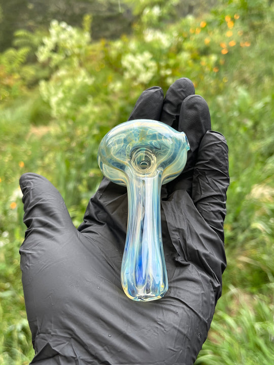 Jargo Glass Shroom Spoon - Fine Silver Fumed/Ghost