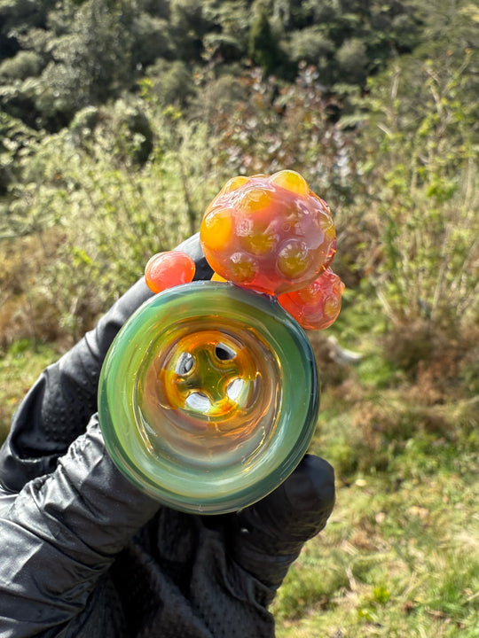 Jamie Clement Slide 18mm Shroom Handle - Ganja Butter/Orange Opal Phoenix