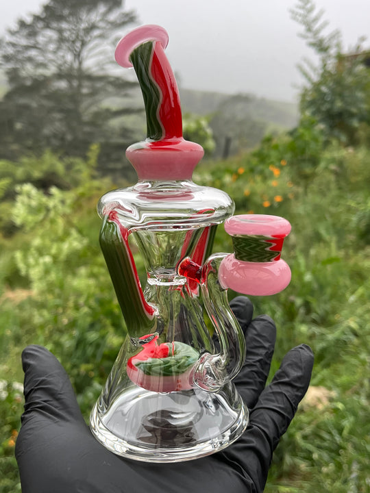 Uzzi Glass Wigwag Donut Recycler - Blush/Watermelon