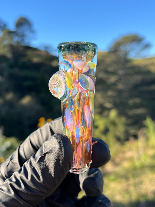 Jargo Glass Harlequin One Hitter - Gold Fume/Coloured Dots