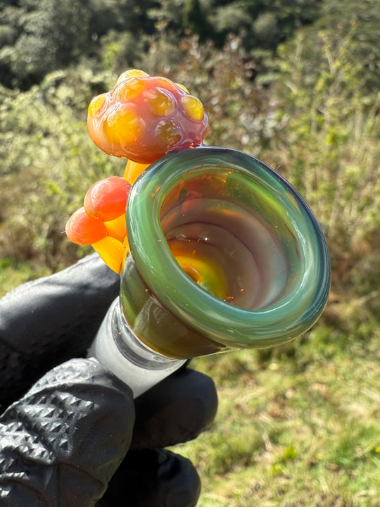 Jamie Clement Slide 18mm Shroom Handle - Ganja Butter/Orange Opal Phoenix