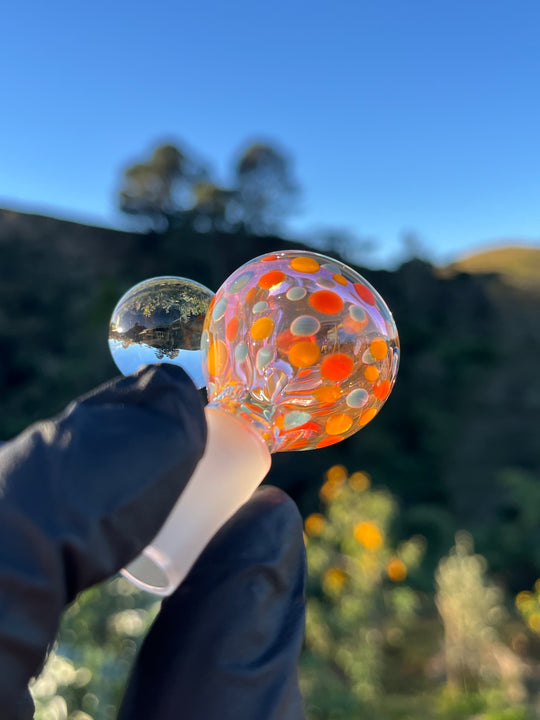 Jargo Glass Harlequin Marble Slide #1 - Gold Fume/Coloured Dots