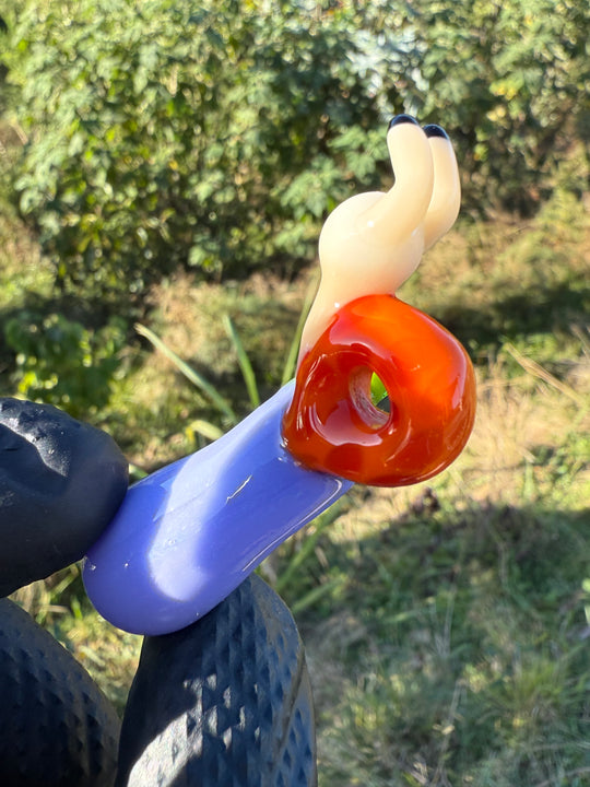 Waffle Glass Pendant - Snail On Eggplant