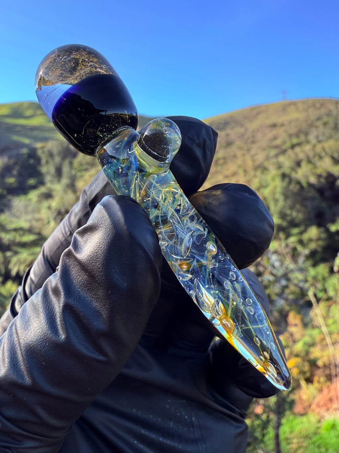 Jims Glass Blowing Chaos Poker - Silver Fumed