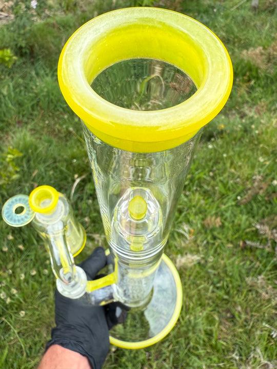Empirical Glass Grill Perc Tube With Trashcan/Slide - Pineapple Juice/White Saturn