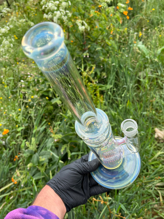 Uzzi Glass Double Inline - Silver Fumed/Rainbow Opal