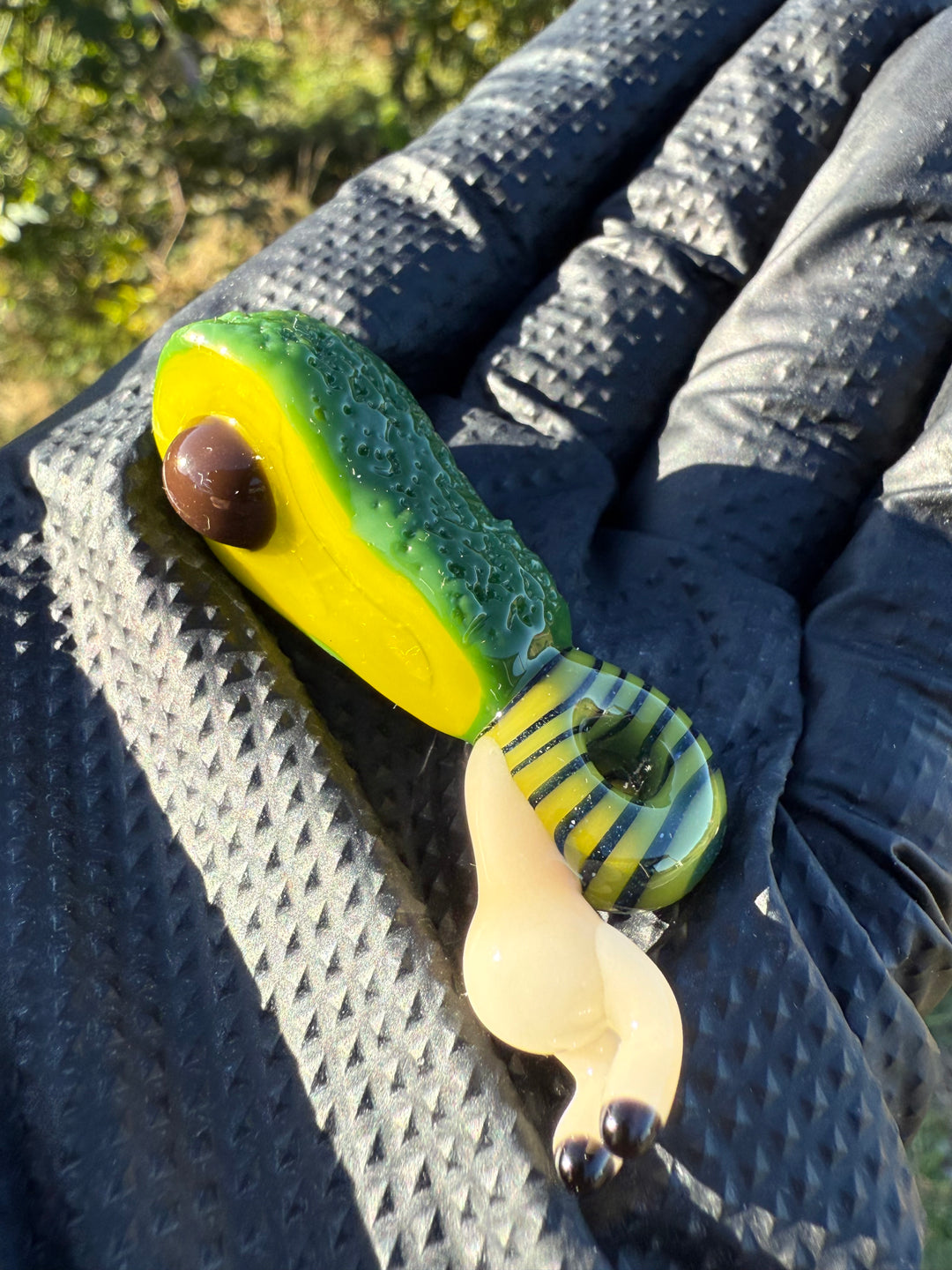 Waffle Glass Pendant - Snail On Avocado