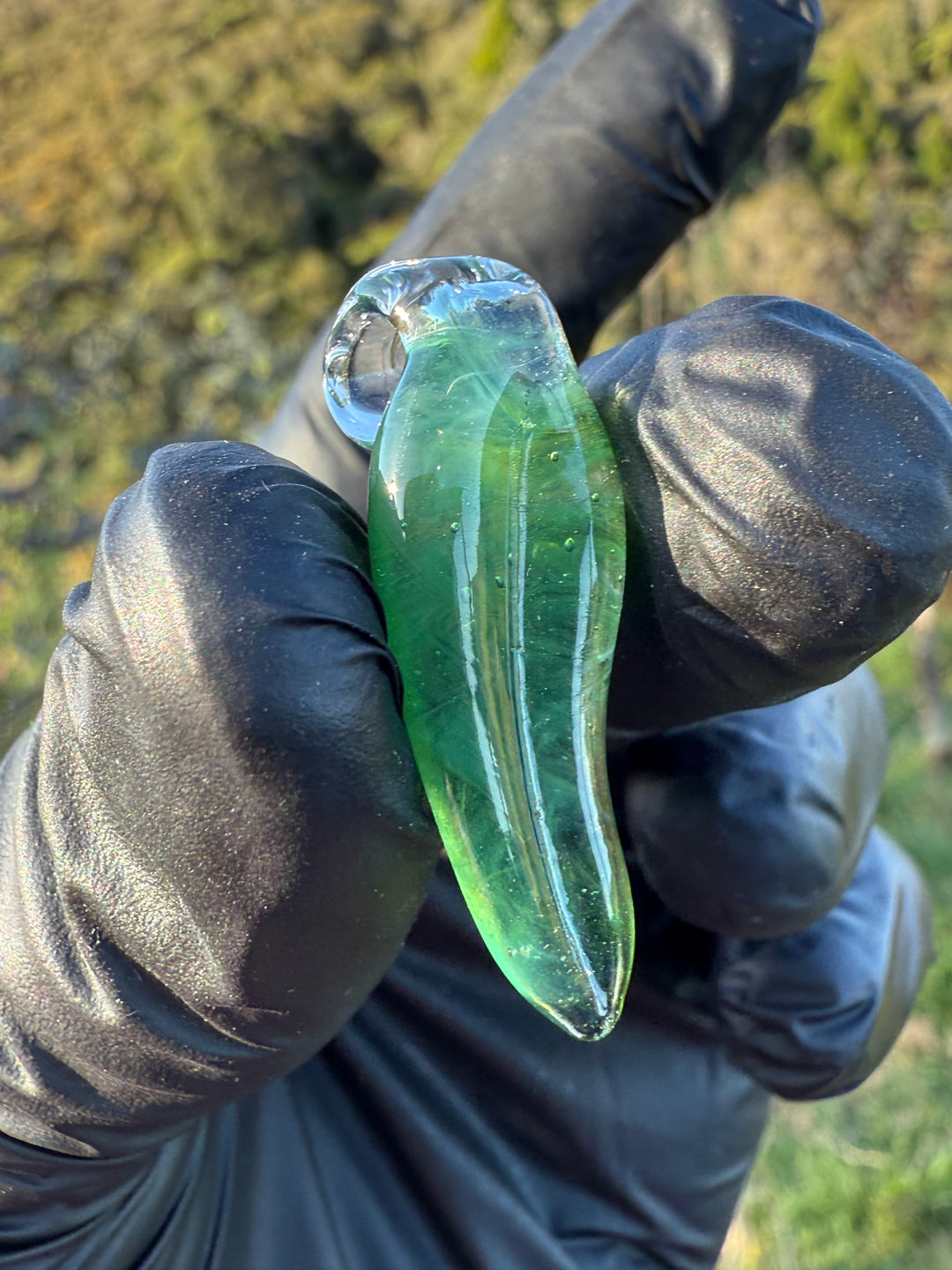 Jims Glass Blowing Leaf Pendant - Green #1