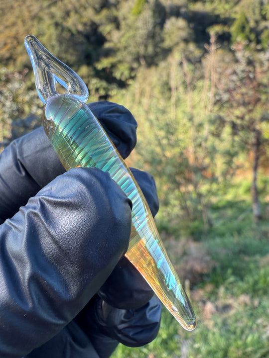 Jims Glass Blowing Spiral Poker/Pendant - Gold Fumed