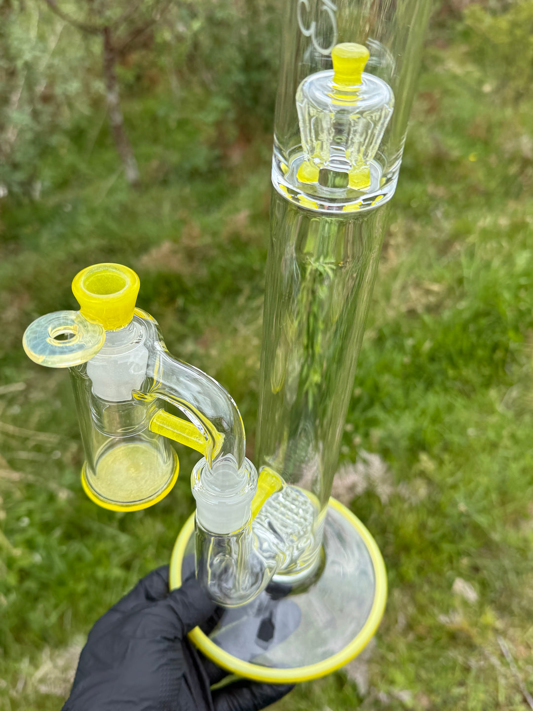 Empirical Glass Grill Perc Tube With Trashcan/Slide - Pineapple Juice/White Saturn