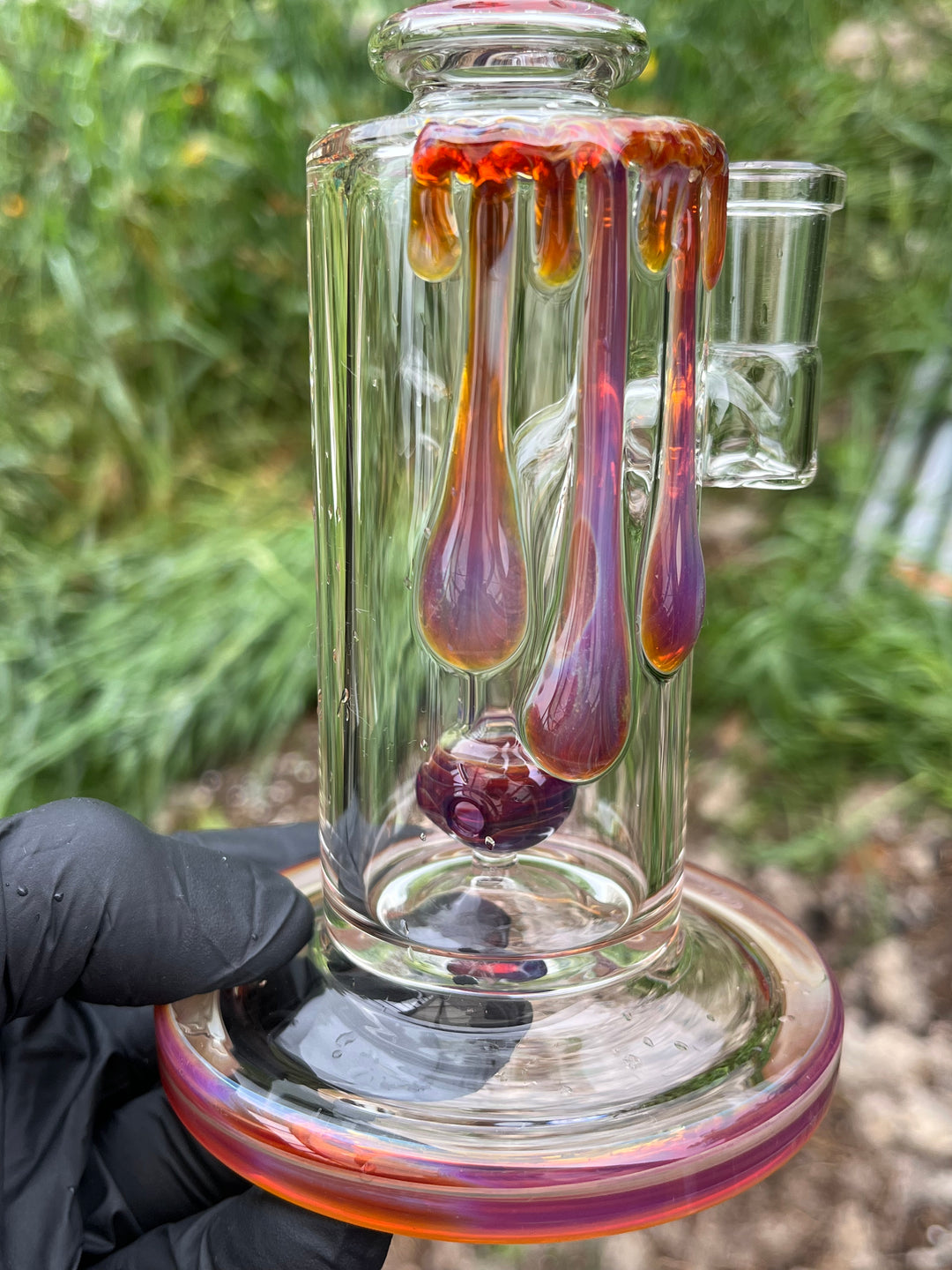 Uzzi Glass Drip Jammer Two Hole Perc - Amber Purple