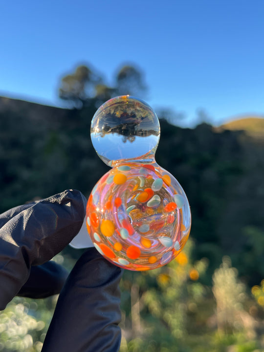 Jargo Glass Harlequin Marble Slide #1 - Gold Fume/Coloured Dots