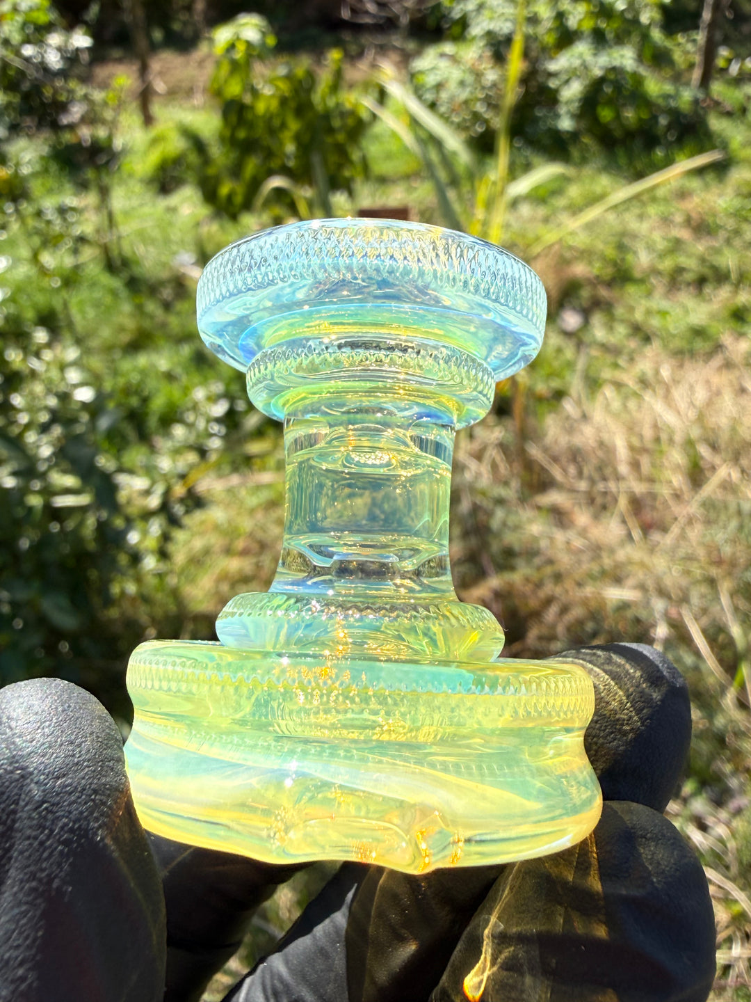 Yeti Glass Puffco Peak Dry Top/Joystick Set - Silver Fumed #2