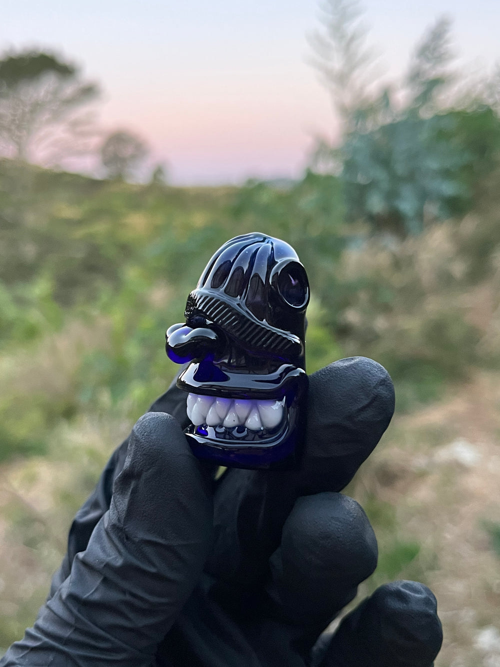 Wyrdglass Goblin Beanie Pendant - Cobalt/Grape