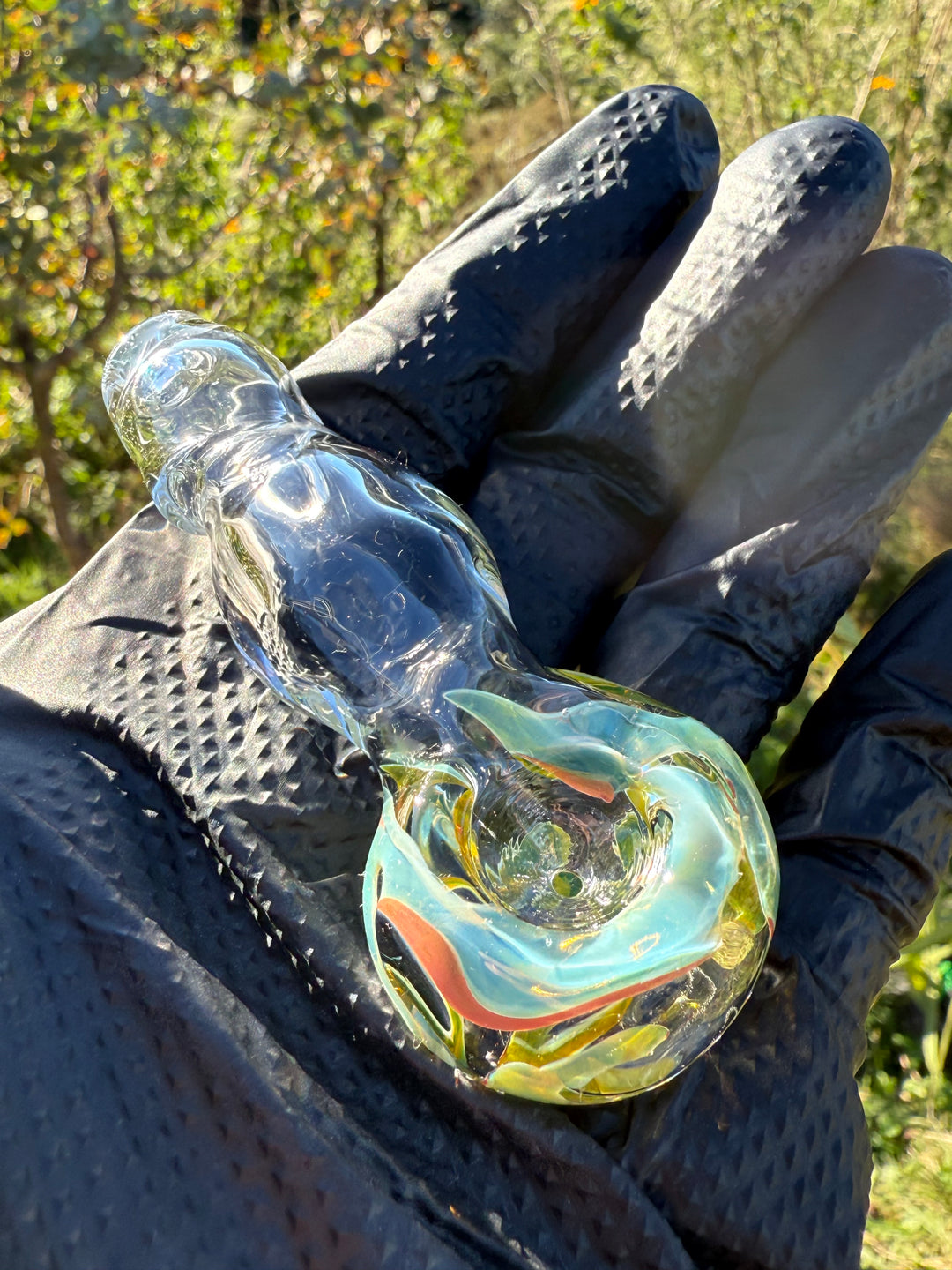 Green Thumb Bob Glass Spoon - Clear/Multicoloured #9