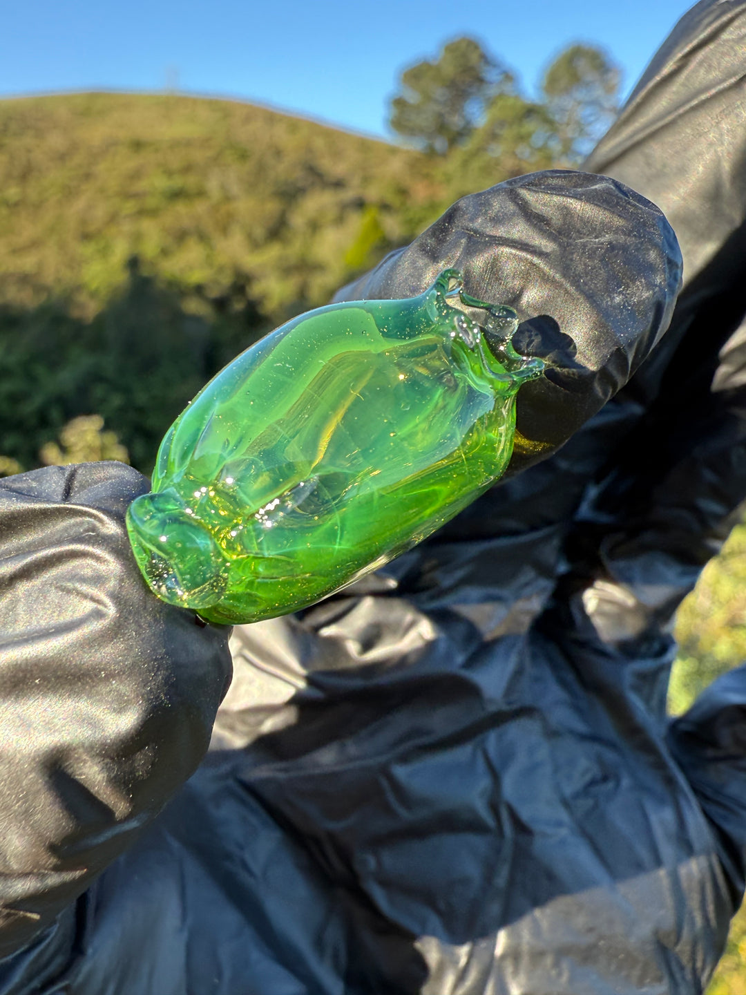 Wyrdglass Popped Balloon Pendant - Egyptian Green