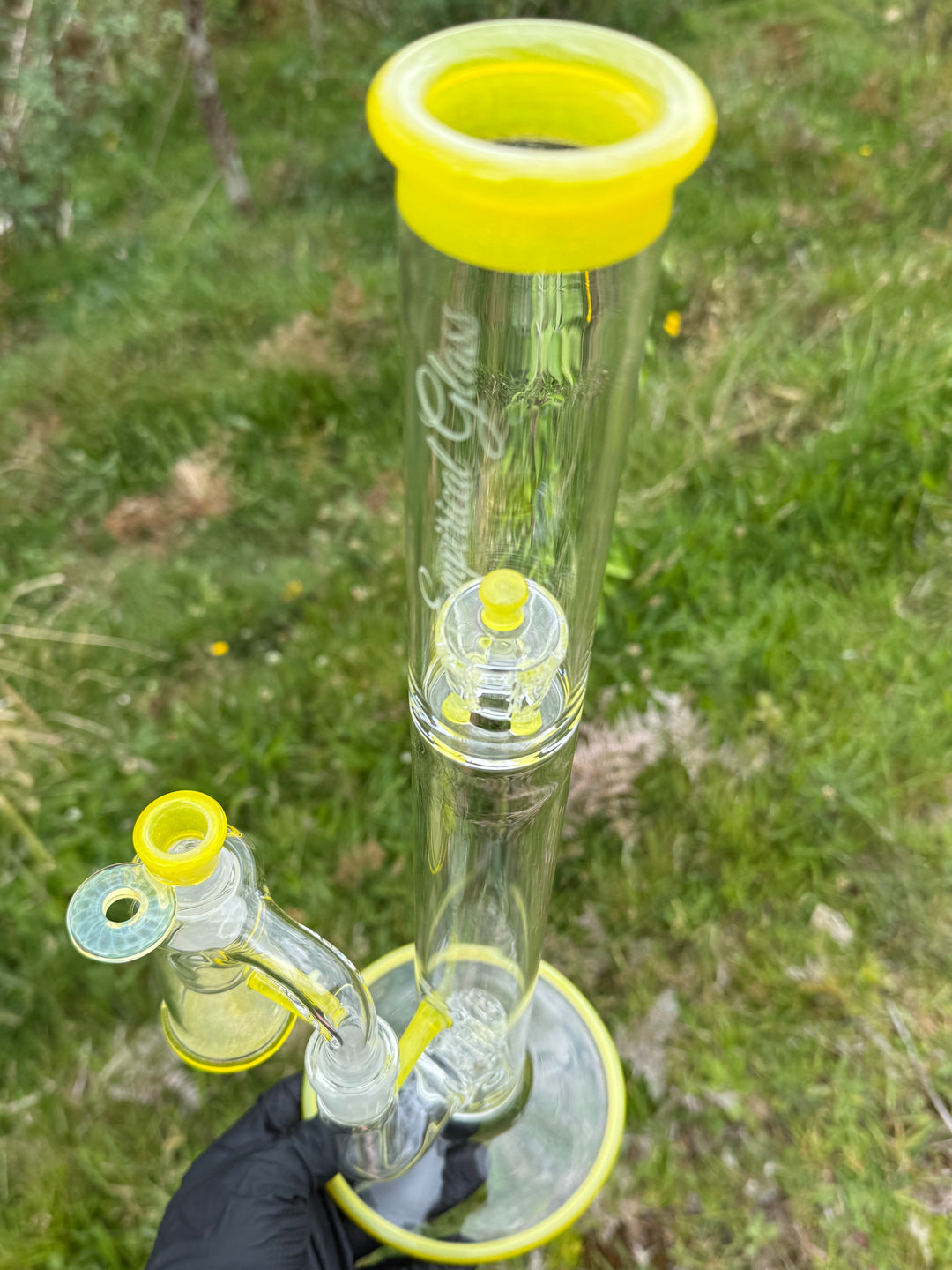 Empirical Glass Grill Perc Tube With Trashcan/Slide - Pineapple Juice/White Saturn