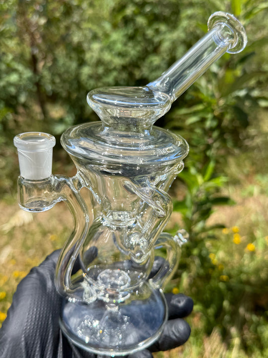 Uzzi Glass Tripple Uptake Bent Neck Klien - Clear With Opal