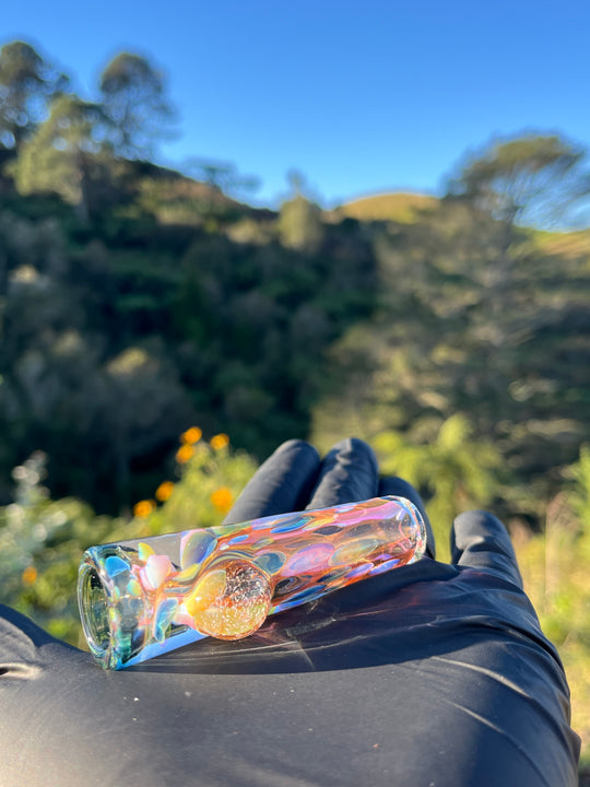 Jargo Glass Harlequin One Hitter - Gold Fume/Coloured Dots