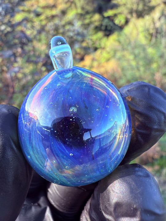 Jims Glass Blowing Hollow Pendant - Cobalt/Pomegranate/Silver Fumed