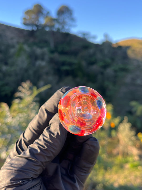 Jargo Glass Harlequin Slide - Gold Fume/Coloured Dots