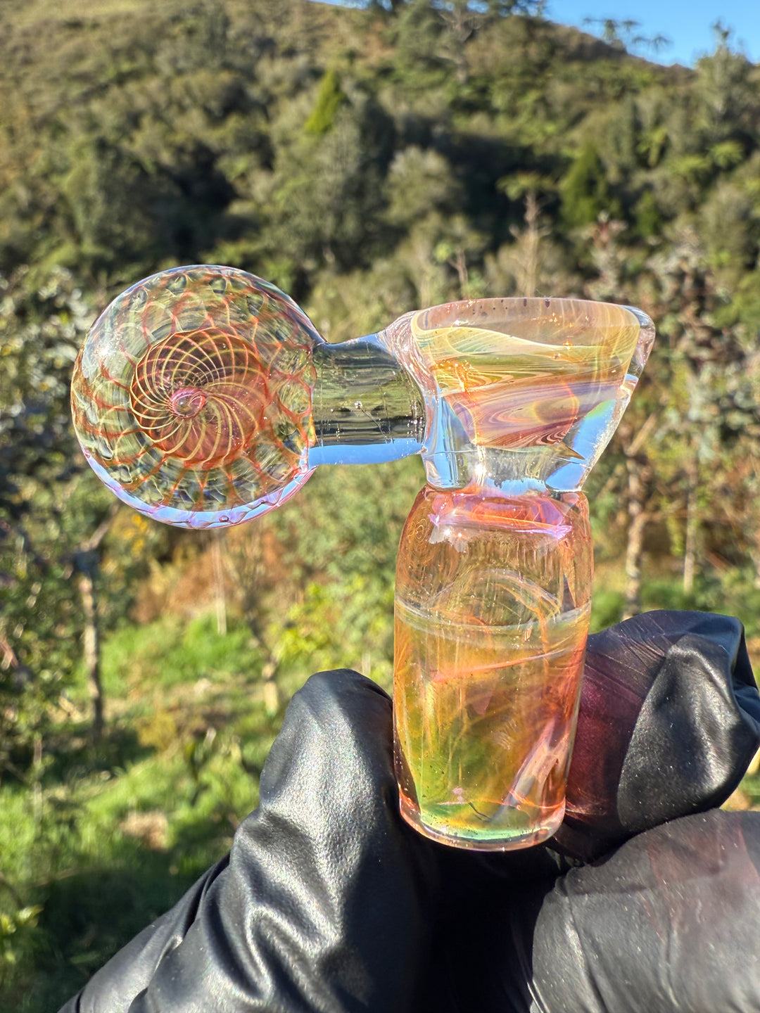 Jims Glass Blowing 18mm Fumicello Handle Slide - Gold Fumed