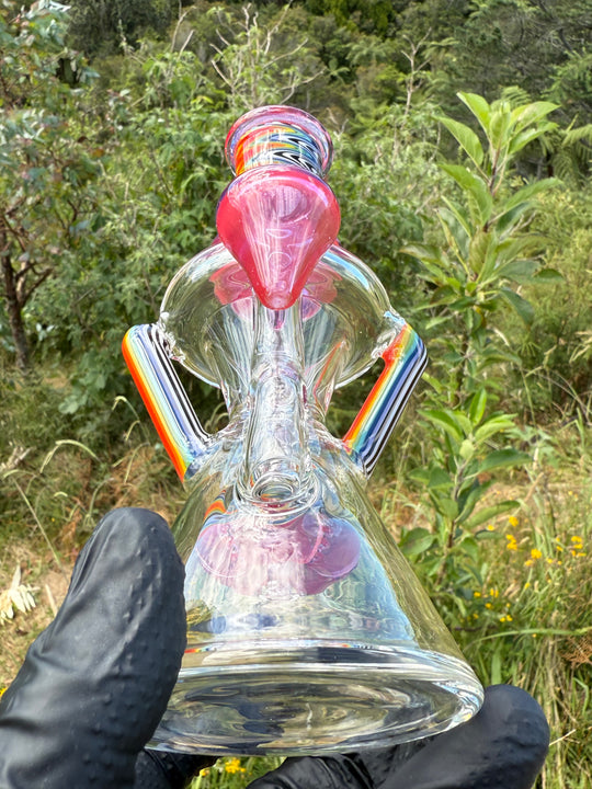 Uzzi Glass Wigwag Donut Recycler - Neo Opal/Orange/Jailhouse Rainbow