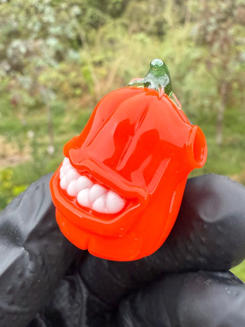 Wyrdglass Pumpkin Hollow Pendant - Orange