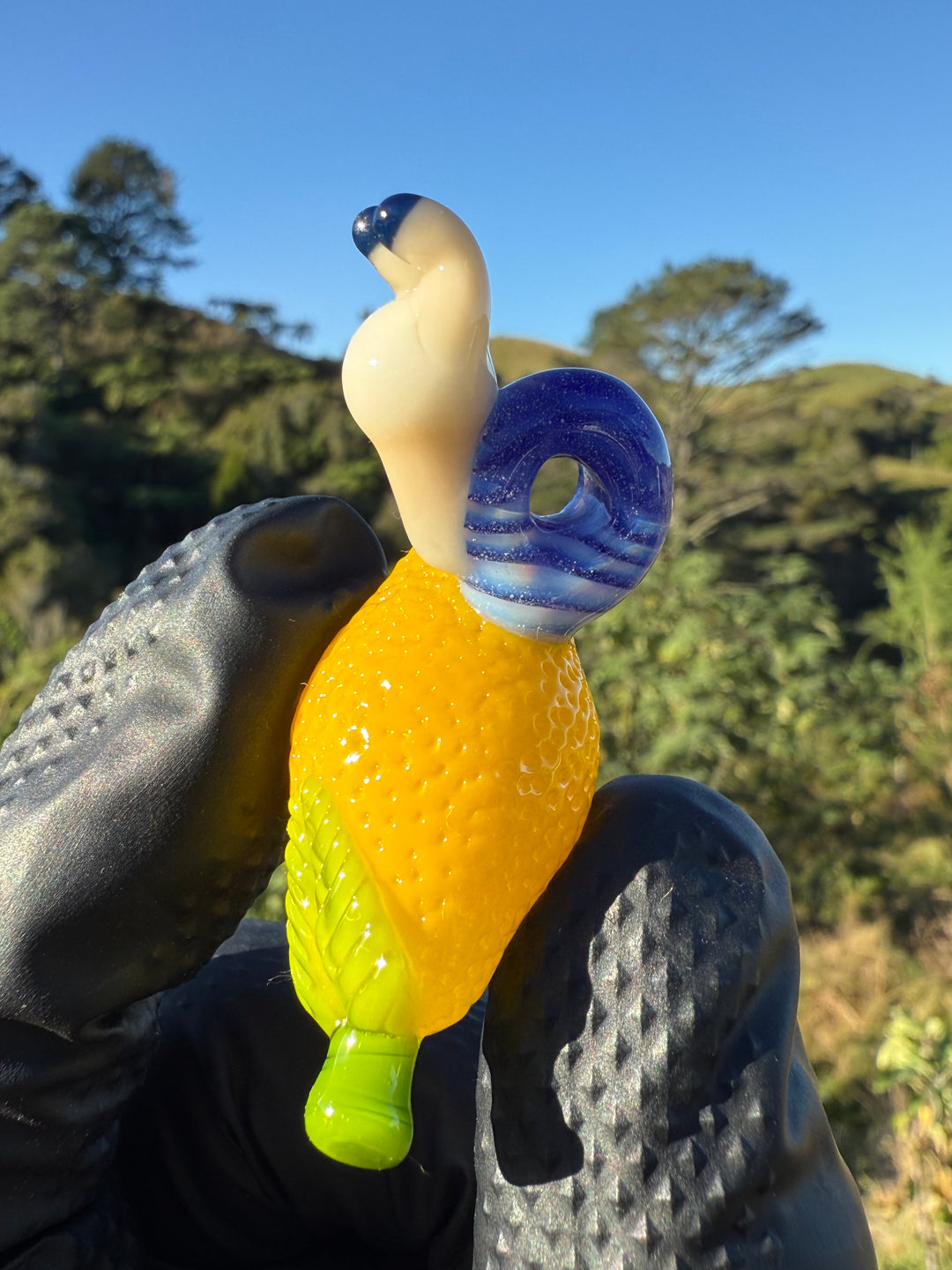 Waffle Glass Pendant - Snail On Lemon