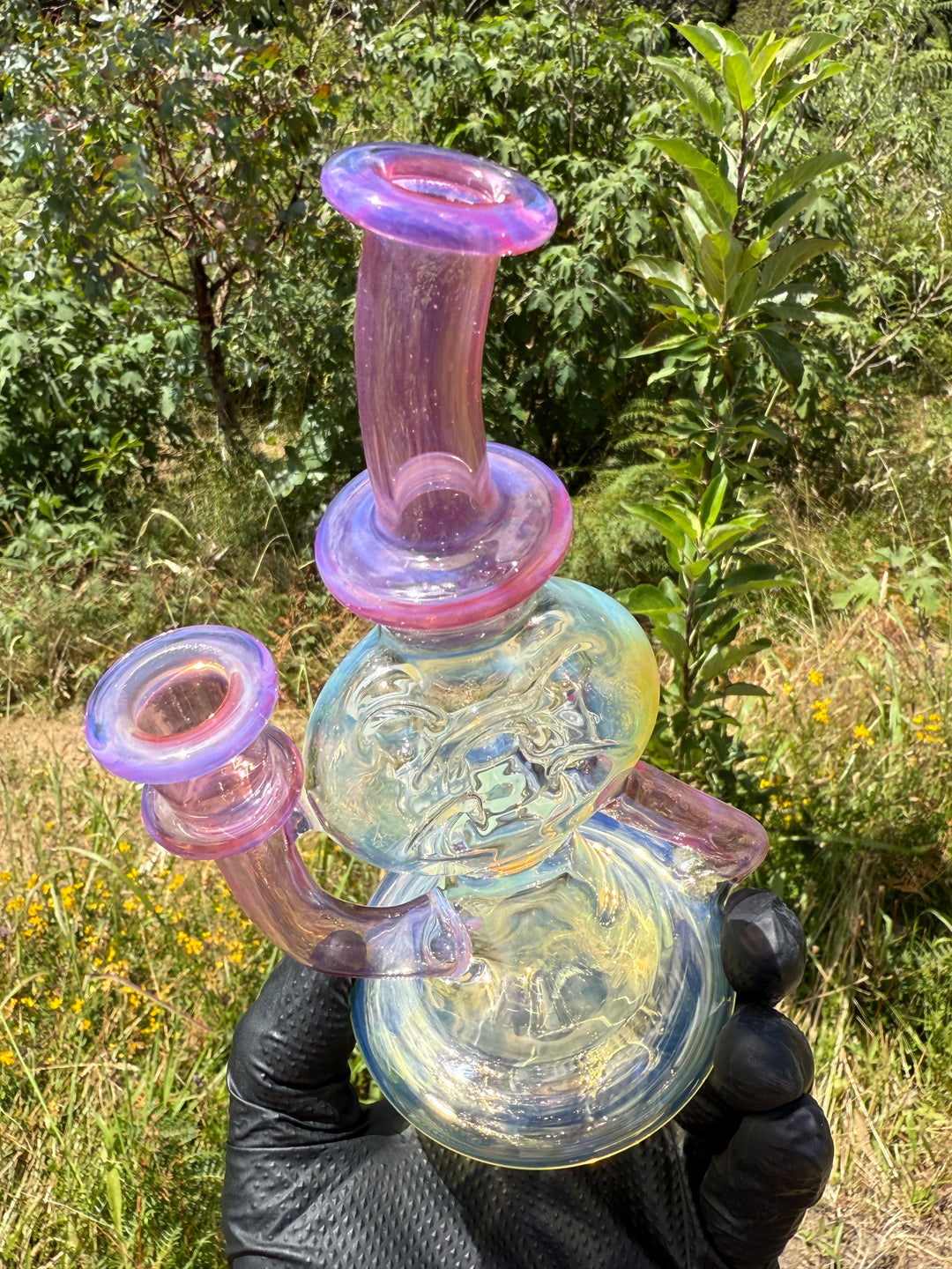 Uzzi Glass Mine Swiss Dumper - Neo Opal/Coral/Silver Fumed
