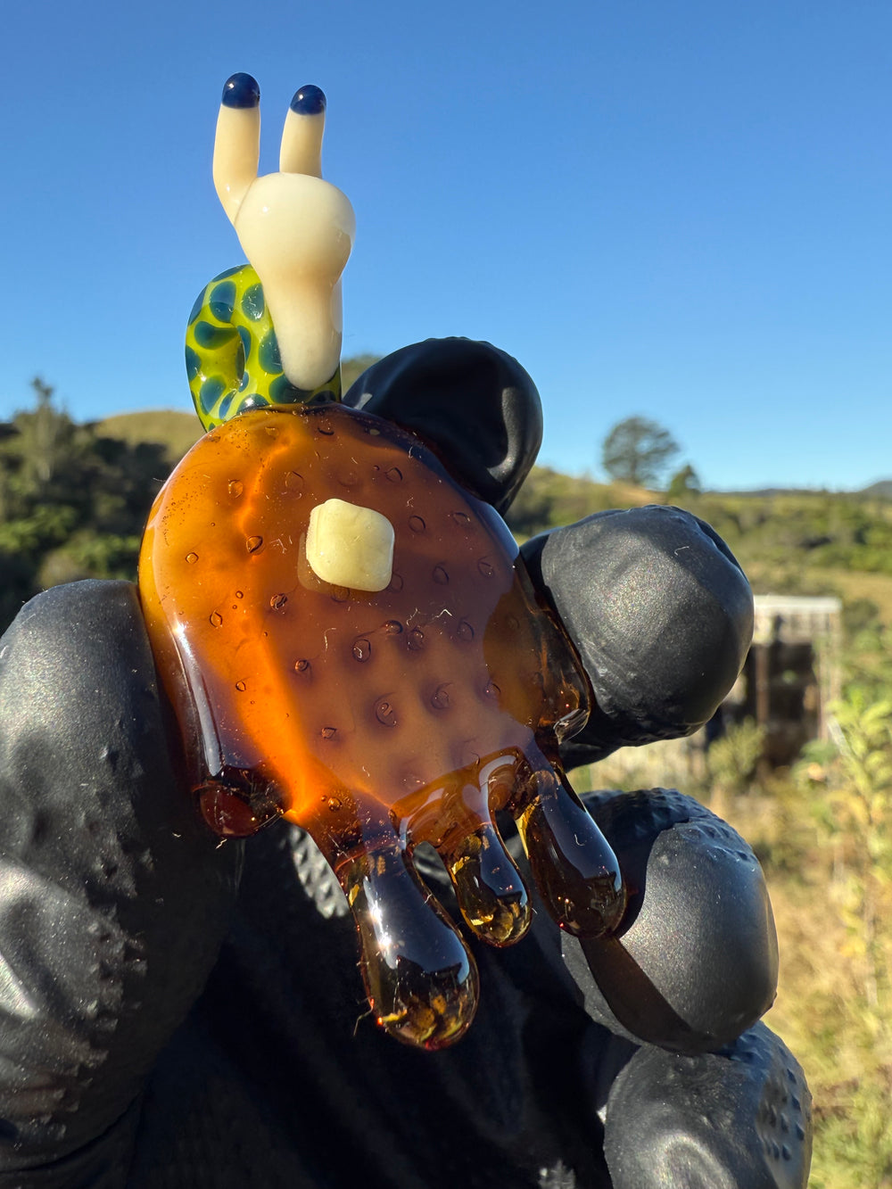Waffle Glass Pendant - Snail On Waffle #2